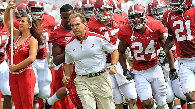 Nick Saban has the Crimson Tide up to No. 2 in the AP poll after rolling over Florida. (US Presswire)