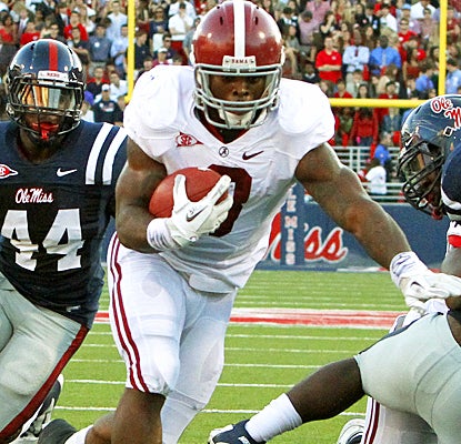 Trent Richardson runs in for a touchdown against Ole Miss during the second quarter. (Getty Images)