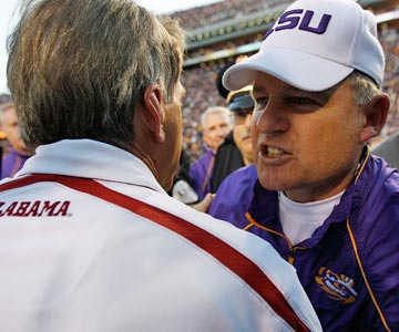 Nick Saban and Les Miles made LSU a powerhouse by getting a grip on Louisiana talent. (Getty Images)