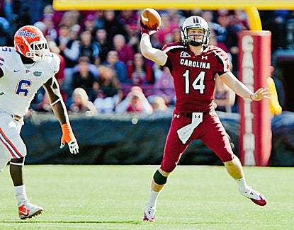 Connor Shaw runs for 88 yards and two touchdowns to lead South Carolina to a 17-12 win over Florida on Saturday. (US Presswire)