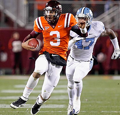 Virginia Tech QB Logan Thomas accounts for three TDs to lead the Hokies past North Carolina. (Getty Images)