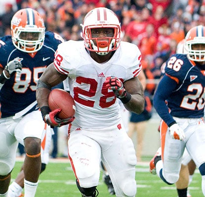 Montee Ball handles a heavy load for Wisconsin, turning 38 carries into 224 rushing yards and ups his 2011 TD total to 30.  (US Presswire)