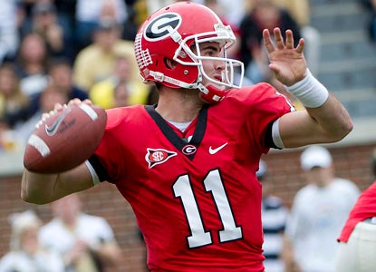 Aaron Murray throws for 243 yards and four scores on 19 of 29 passing to extend the Bulldogs' winning streak to 10. (Getty Images)