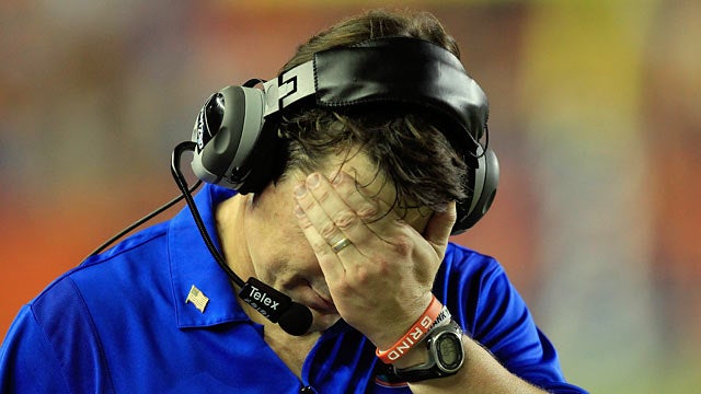 Will Muschamp couldn't hide from all the misfortunes during his first season in Florida. (Getty Images)