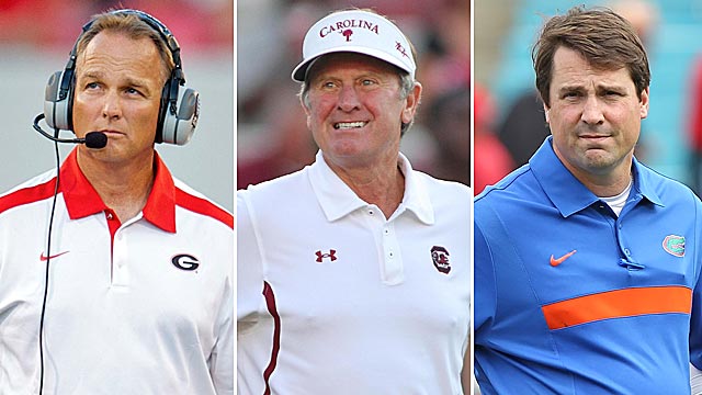 Richt's Bulldogs are favorites, but don't count out Spurrier's Gamecocks or Muschamp's Gators. (US Presswire)