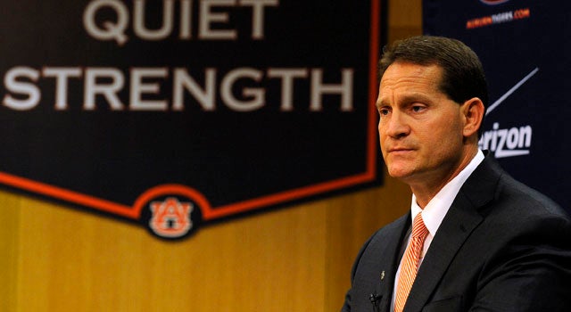Coach Gene Chizik speaks about the tragedy at Auburn on Tuesday. (AP)