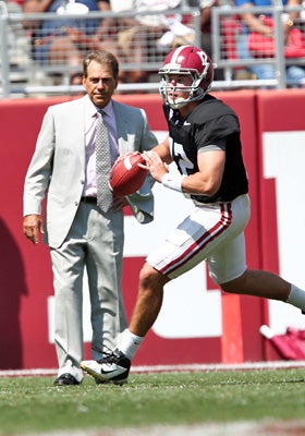 Alabama's Nick Saban is trying to win a third crystal football in four years. (US Presswire)