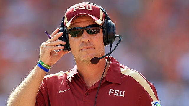 Jimbo Fisher on his revamped O-line: 'They are giving our defensive line all they can handle.' (Getty Images)