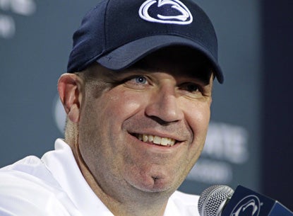 Bill O'Brien is all smiles following Penn State's 34-7 win over Navy, the first in his tenure as coach. (AP)