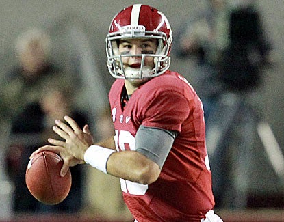 Alabama QB AJ McCarron completes 16 of 23 passes for 208 yards and two touchdowns. (US Presswire)