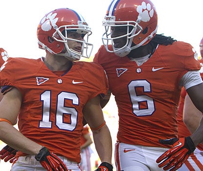 Adam Humphries and DeAndre Hopkins both make touchdown grabs in Clemson's blowout victory.  (US Presswire)