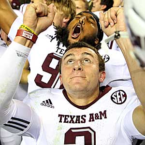 Johnny Manziel may be celebrating more than an upset of Alabama. (Getty Images)