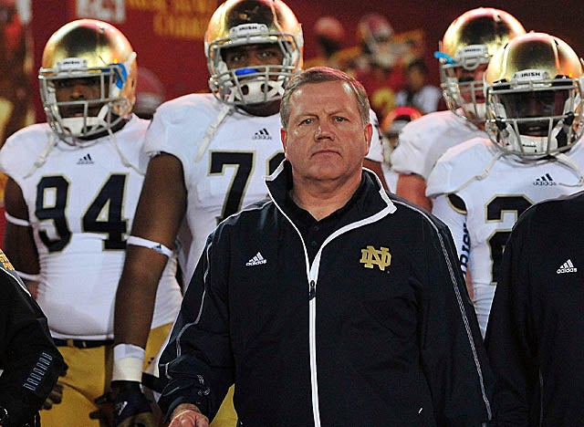 Kelly could be the fifth coach to win a national title in his third year at Notre Dame. (Getty Images)