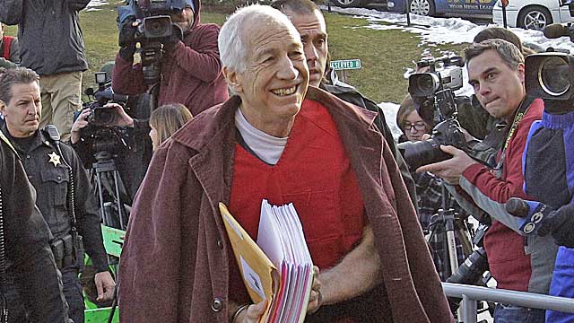 Sandusky enters court Thursday morning. (AP)