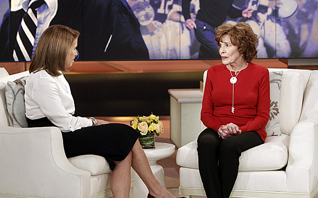 Sue Paterno talks with Katie Couric in an interview set to air Monday. (AP)