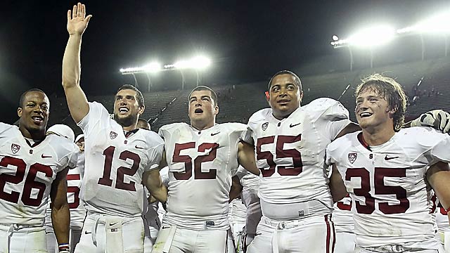 Andrew Luck has had deluxe bodyguards in David DeCastro (52) and Jonathan Martin (55). (Getty Images)