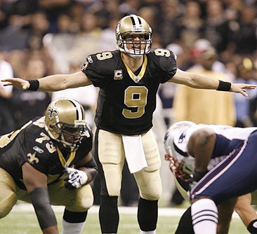 Brees is 11 of 13 for 229 yards and three TDs in the first half. 