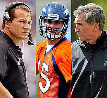 Keep an eye on Mangini, Tebow and Shanahan. 