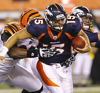 Tim Tebow runs Denver's last four drives, and leads a 73-yard scoring march on the last one.  (US Presswire)