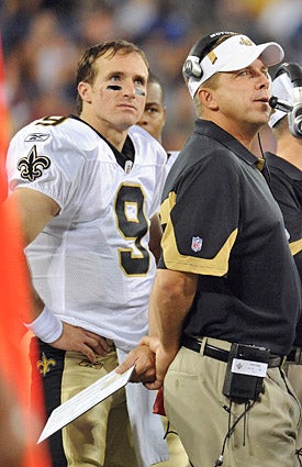 With two preseason games, Drew Brees would spend less time on the sideline and more time on the field in the line of fire. (AP)
