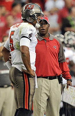 Second-year quarterback Josh Freeman wins for Raheem Morris' Bucs. (Getty Images)