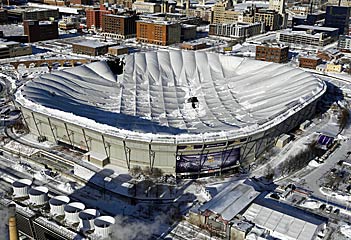 The deflated Metrodome cannot be repaired in time for the Vikings' home season finale. (AP)