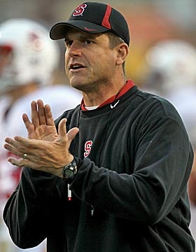 Jim Harbaugh has earned applause for his Stanford turnaround. (Getty Images)