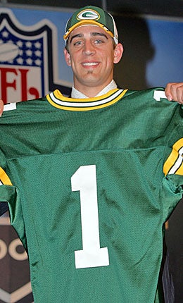 Considered a potential No. 1 overall pick in the weeks before the 2005 draft, Aaron Rodgers waited until 24th. (Getty Images)