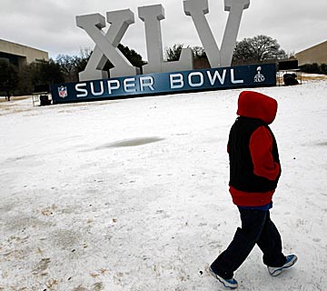 A brutal winter storm was the right backdrop for a bummer Super Bowl week. (Getty Images)