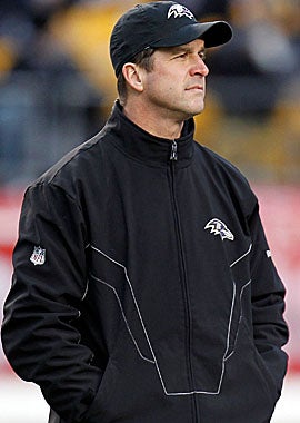 Head coach John Harbaugh's Ravens own a 7-1 home record from last season, losing only to the Steelers. (Getty Images)