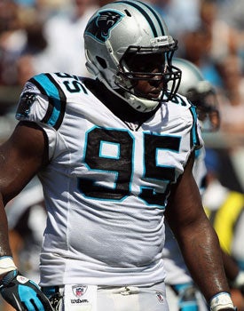 Charles Johnson is only 24 and coming off a season where he recorded 11 1/2 sacks for Carolina. (Getty Images)