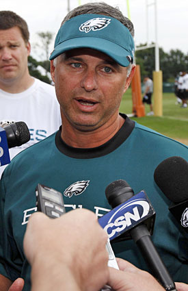 Eagles trainer Rick Burkholder says Mike Patterson continues to undergo tests to determine further action. (AP)
