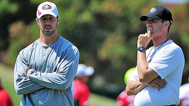Alex Smith gets a chance to impress new coach Jim Harbaugh with Colin Kaepernick on deck. (US Presswire)