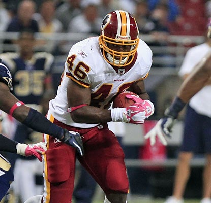The Redskins turn to Ryan Torain, who racks up 135 yards on the ground, including a 20-yard touchdown run. (Gaming Original Feed)