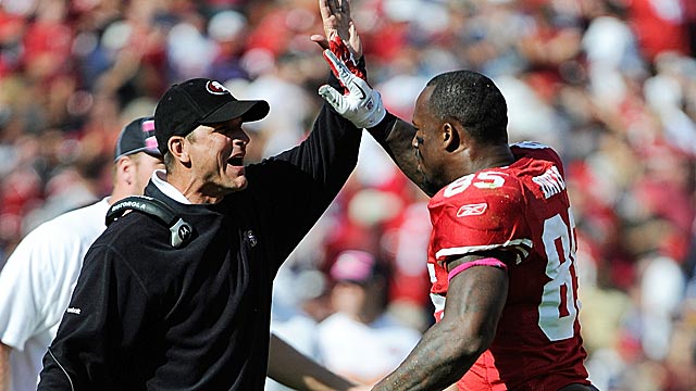Turnaround artist Jim Harbaugh has turned the Niners into a 7-1 team. (Getty Images)