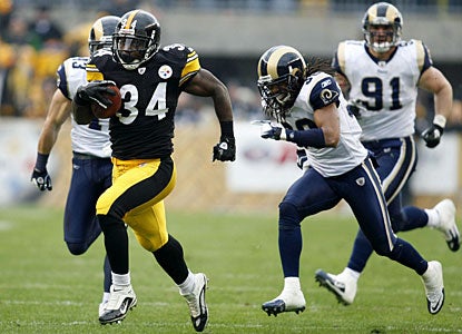 The Rams keep chasing, but never catch up to Rashard Mendenhall, who runs for 116 yards and one touchdown. (US Presswire)