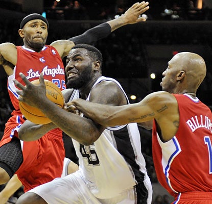 The Clippers can't slow down DeJuan Blair, who finishes with 20 points and six rebounds in 26 minutes. (AP)