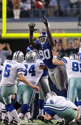 Jason Pierre-Paul had a big hand in the Giants' Week 14 victory over the Cowboys in Texas. (Getty Images)