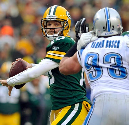 Matt Flynn looks a lot like Aaron Rodgers against the Lions, throwing for a Packers-record six touchdowns.  (AP)
