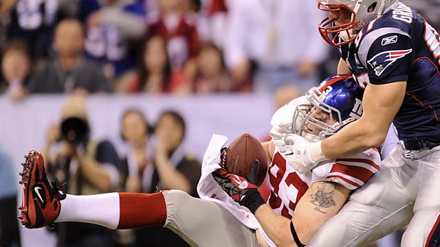 Blackburn comes up huge nearly 50 yards down the field. 'He [Brady] just threw it up for grabs.' (Getty Images)