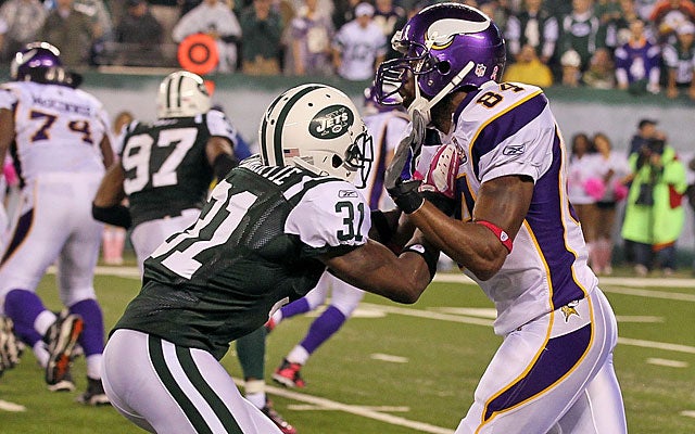 It's not all about open-field sprints; Randy Moss will have to fight to get off the line. (Getty Images)