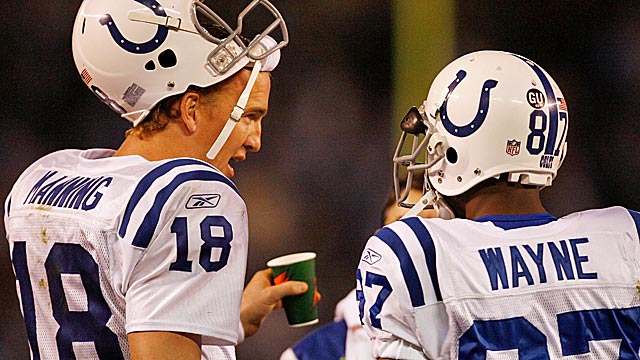 Manning will quickly notice the Broncos don't have weapons like Reggie Wayne, Dallas Clark, etc. (Getty Images)