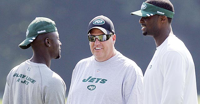 Can Tebow achieve chemistry on a team that has welcomed Holmes, Ryan and Burress? (Getty Images)