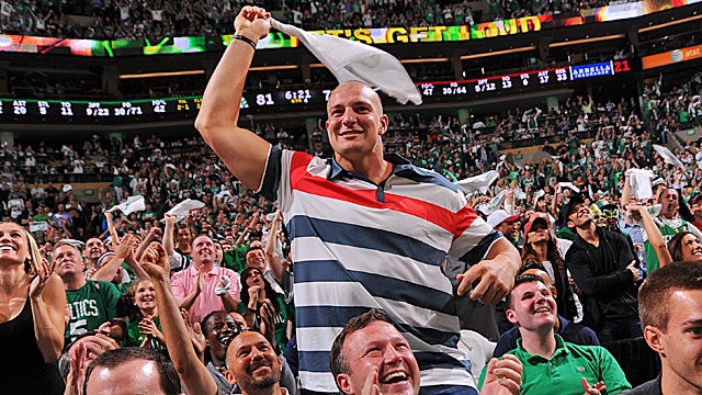 Never shy about taking his shirt off, Rob Gronkowski will show off his assets for ESPN. (Getty Images)