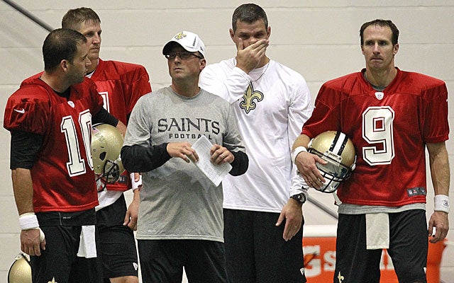 No, seriously -- Chase Daniel (No. 10) insists he's gunning for Drew Brees' job as starter. (AP)