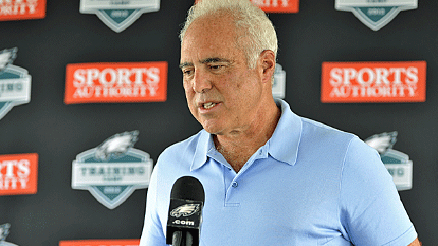 Eagles owner Jeffrey Lurie addresses the media after Andy Reid's son, Garrett, is found dead. (AP)