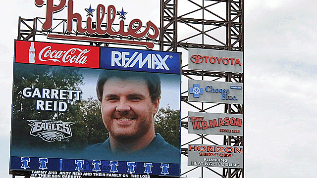 The Phillies honor the tragic passing of Andy Reid's son, Garrett. (AP)