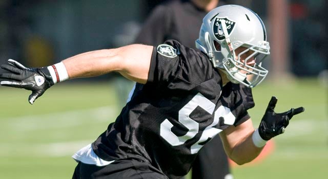 If Aaron Curry can't suit up, Miles Burris is a safe bet to take over at weakside linebacker. (US Presswire)