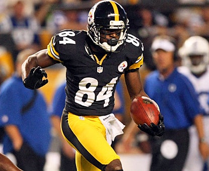 Antonio Brown only has two catches on the night against the Colts, but gains 75 yards and a touchdown for the Steelers.  (US Presswire)
