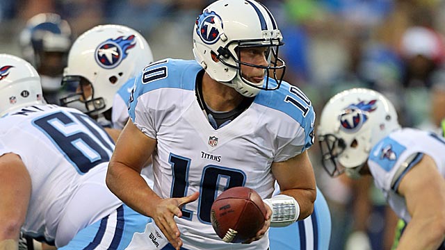 Jake Locker has a steeper learning curve with the Titans' complex offense. (Getty Images)